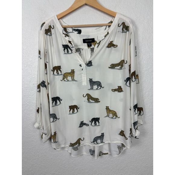 Karen Kane Womens Novelty Cheetah Print Top Size XL Leopard Fall Office‎ Work - Picture 1 of 8